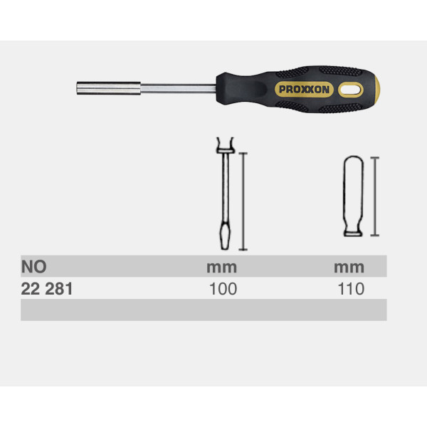 купить Магнитная отвертка с квадратом на 1/4" PROXXON (код 22281)